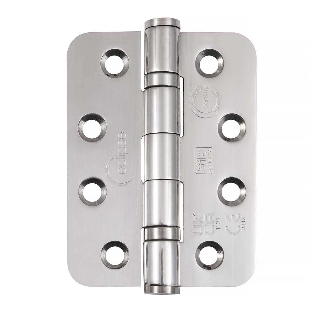 Eclipse 4 Inch (102mm) Ball Bearing Hinge Grade 13 Radius Ends - Polished Stainless Steel (Sold in Pairs)